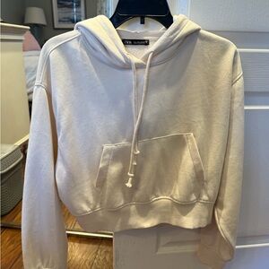 Zara Off-White Hoodie Sweater for Women